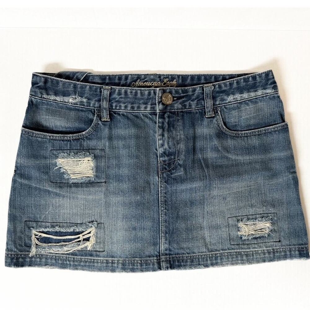 AMERICAN EAGLE OUTFITTERS Jean Skirt Womens Size 6 Distressed Mini